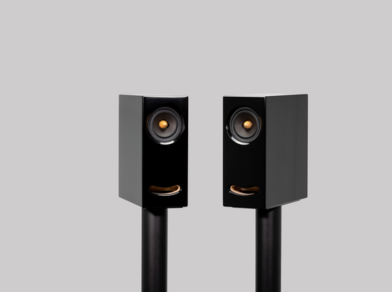 black loudspeaker in a minimalist design